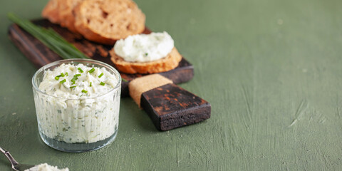 Benedictine spread. Cream cheese with cucumber and spring onions. United States cuisine
