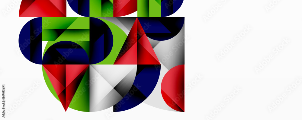 Aufkleber Modern abstract composition with layered circles and angular segments featuring gradients, transparency effects, and a structured geometric layout