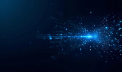 Abstract Blue Light Streaks Exploding Dynamically. AI Generated