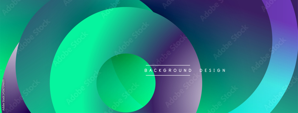 Poster Abstract composition with layered circular elements, blending gradients and soft transitions, creating a sense of depth, motion, and visual harmony