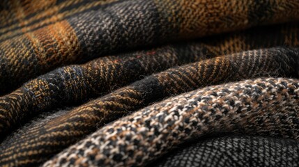 Fototapeta premium Cozy Textures of Woolen Fabrics in Earthy Tones