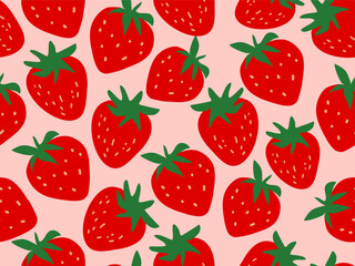 seamless pattern with strawberries. fruit background, wallpaper with hand drawn for banners, cards, flyers, social media wallpapers, etc. vector illustration		