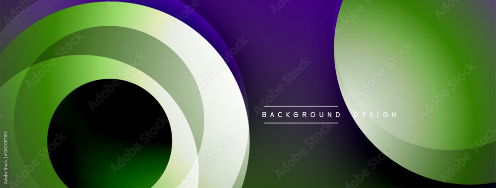 Poster Abstract composition with layered circular elements, blending gradients and soft transitions, creating a sense of depth, motion, and visual harmony