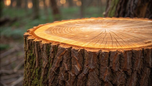 Exploring phloem in the cross-section of a tree trunk forest setting detailed nature photography close-up view