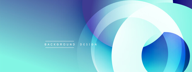 Layered circular shapes in vivid colors form a gradient-rich abstract design with smooth transitions, depth effects, and a modern, futuristic aesthetic