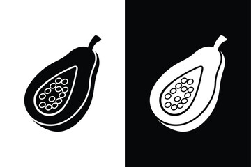 Papaya Icon Vector. Simple Silhouette Design in Black & White