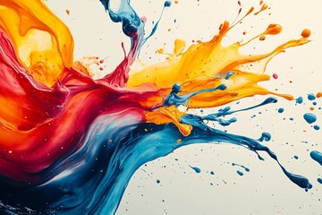 Abstract splash of paint representing a brand?? vibrant identity with bold, swirling colors and dynamic motion