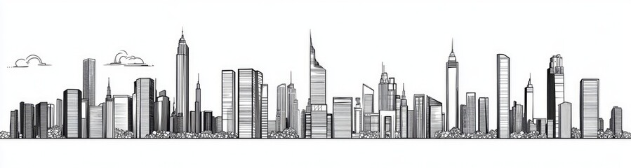 Naklejka premium Urban Skyline Drawing