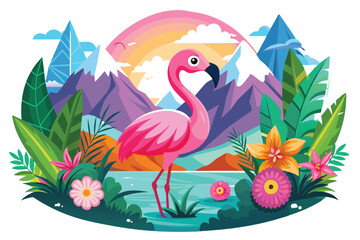 pink flamingo in the water