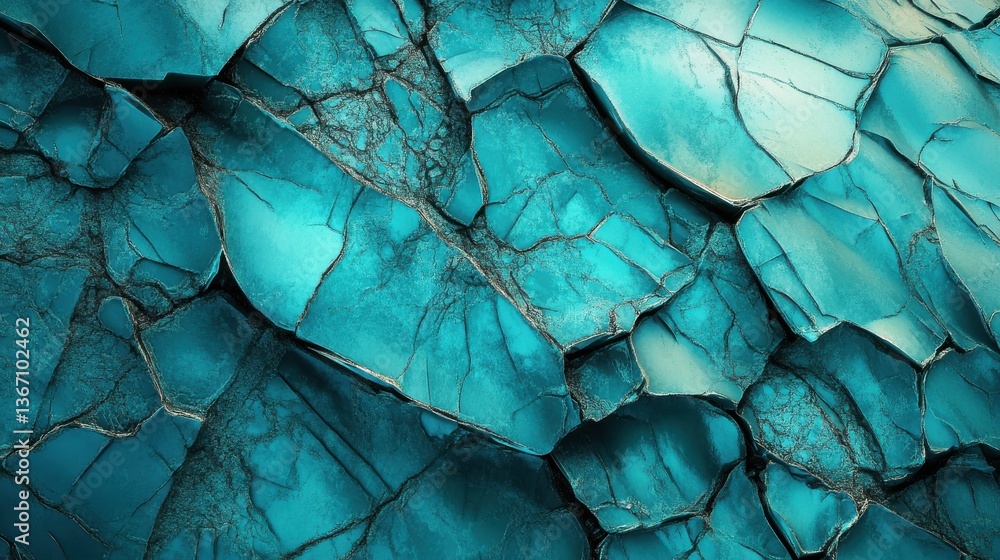 Poster a cracked turquoise abstract texture creates a visually intriguing background with layered patterns 