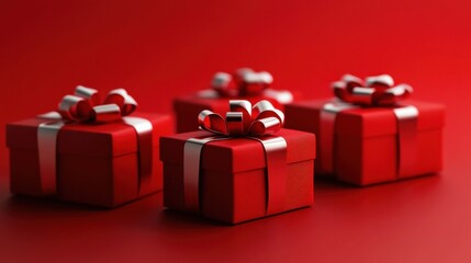 festive Christmas gifts, presents boxes in a row 3d illustration