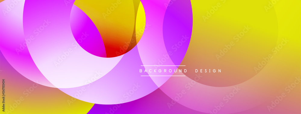Leinwandbilder Layered circular shapes in vivid colors form a gradient-rich abstract design with smooth transitions, depth effects, and a modern, futuristic aesthetic