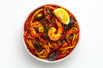 a bowl of pasta with shrimp