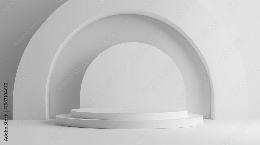 Poster abstract white background texture design featuring an empty space platform for 3d podium product dis