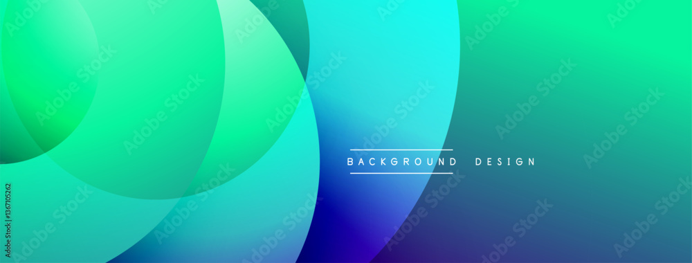 Fototapete Background design with overlapping circular shapes, featuring smooth gradients and soft lighting effects, creating a dynamic abstract composition