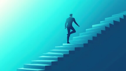 To achieve business growth, one must overcome obstacles, challenges, and adversity, demonstrating skill and leadership by leaping over hurdles to ascend the staircase of success. illustration