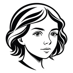 Young Woman Silhouette Graceful Female Face Design