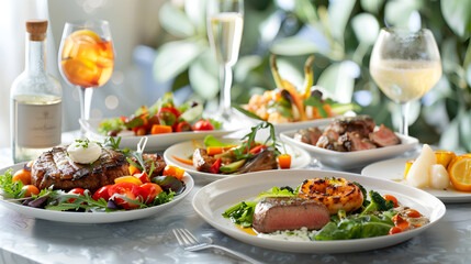 Exquisite Culinary Feast in Luxurious Dining Setting