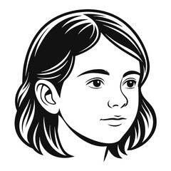 Girl Face Outline Simple and Minimalist Silhouette