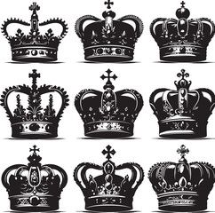 Obraz premium : Elegant Crown King Element Vector Collection