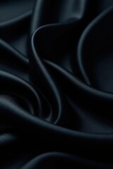 Fototapeta premium Deep black satin, luxurious sheen, elegant drape, high-resolution, folds