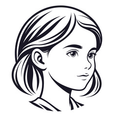 Girl Face Silhouette Elegant Female Profile Icon