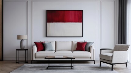 Modern Living Room Interior with Minimalist Design and Elegant Color Palette in a Stylish Home Setting