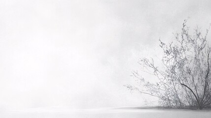 Minimalist frosted plant winter scene, studio backdrop, design