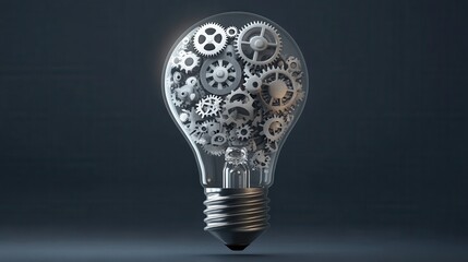 Innovative light bulb design featuring interlocking gears and cogs, symbolizing the collaboration between creative thought and technological advancement illustration
