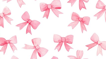 Set of Pink gift bow in watercolor style isolated on color background,Watercolor painting Coquette ribbon bow,Hand drawing decorative bow elements vector illustration,copy space for text.