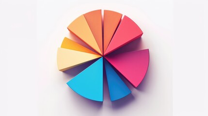 Fototapeta premium Vibrant 3D Pie Chart with Multiple Segments