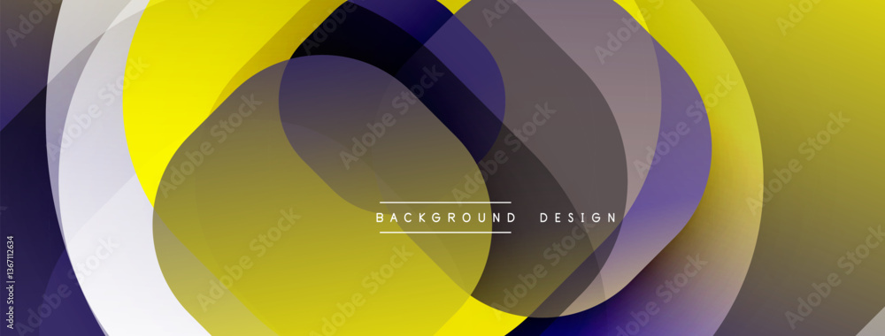 Aufkleber Circular abstract design with overlapping translucent circles and round shapes, blending gradients and smooth curves, creating depth, contrast, and a dynamic visual effect