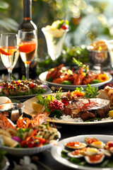 Exquisite Culinary Feast in Luxurious Dining Setting