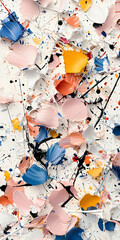 Abstract Colorful Paint Splatter on White Background
