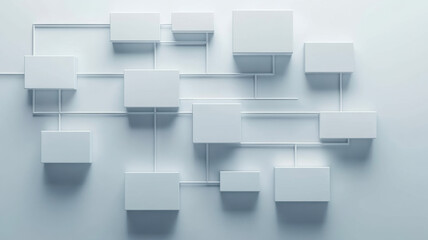 digital organization chart for business, focused lighting, white background 