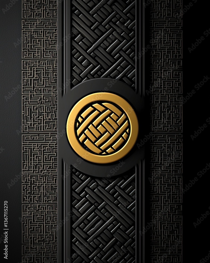 Aufkleber abstract golden knot design with intricate patterns on a dark background for a modern aesthetic appe
