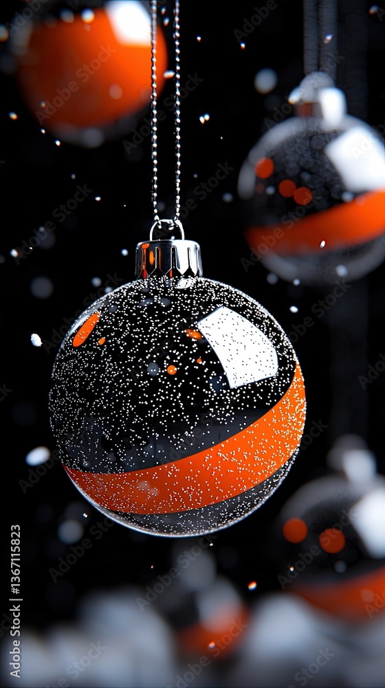 Poster stunning 3d digital illustration of floating glossy ornaments with a sparkling texture on a dark bac