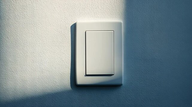 Light Switch on Wall: A close-up shot of a simple light switch on a textured wall, highlighted by soft shadows, conveying a sense of everyday utility and design.