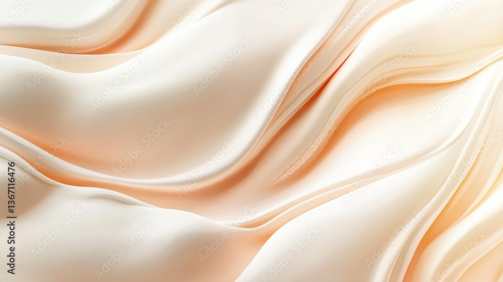 Aufkleber smooth flowing beige and white abstract waves smooth, peach colored surface with a subtle gradient. 