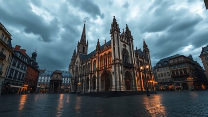 Fototapeta premium Majestic Church Under a Stormy Sky