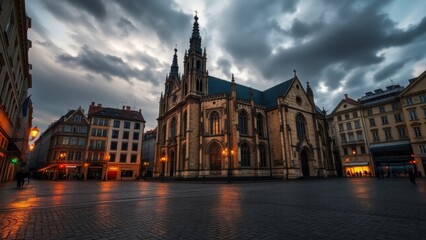 Fototapeta premium A Sacred Masterpiece in a Medieval Square