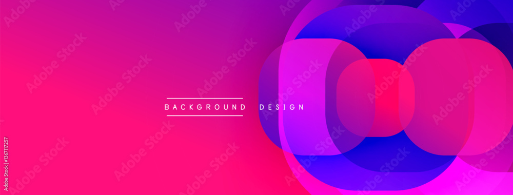 Aufkleber Circular abstract design with overlapping translucent circles and round shapes, blending gradients and smooth curves, creating depth, contrast, and a dynamic visual effect