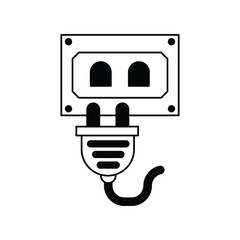 plug glyph outline icon with white background vector stock illustration