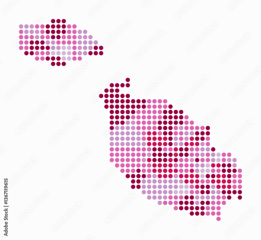 Poster malta dotted map. digital style map of the country on white background. malta shape with circle dots
