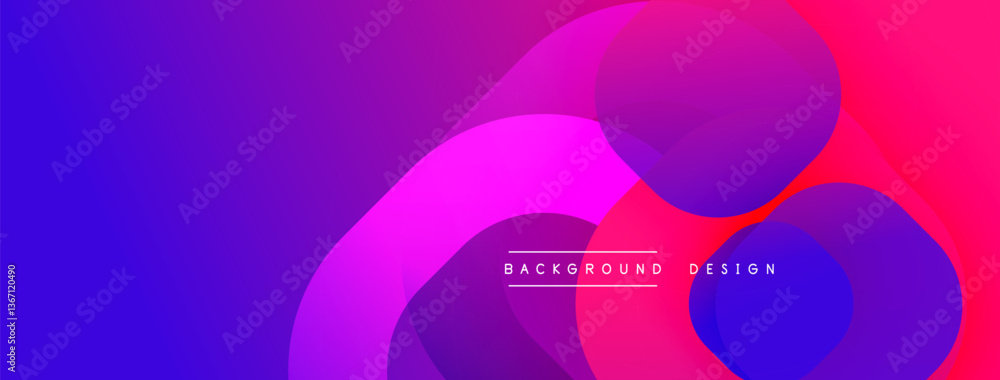 Poster Circular abstract design with overlapping translucent circles and round shapes, blending gradients and smooth curves, creating depth, contrast, and a dynamic visual effect