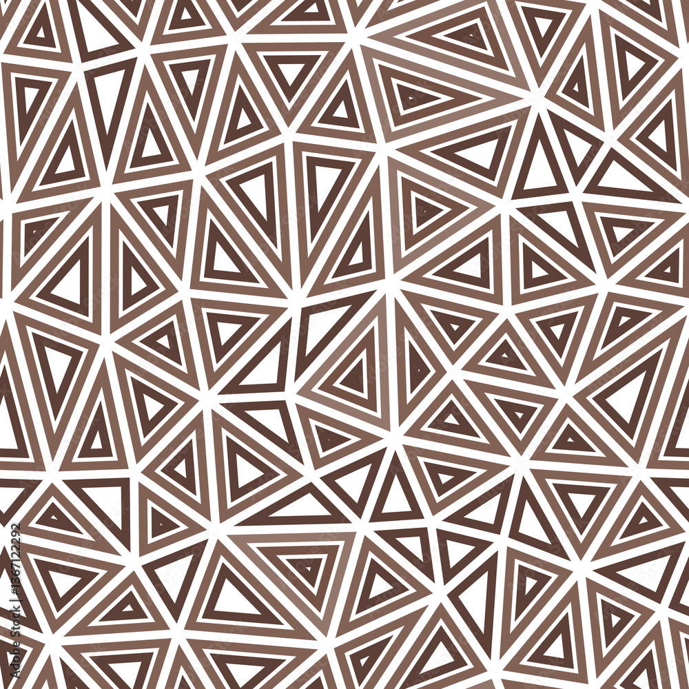Poster abstract pattern of triangles. multiple repeated inner triangles. medium shape size. single color to