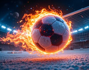 Fototapeta premium soccer ball in fire