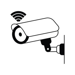 cctv glyph outline icon with white background vector stock illustration