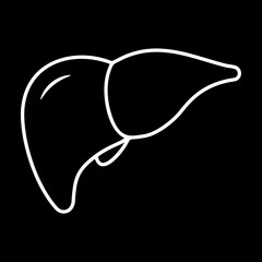 Liver Vector Icon on a Black Background, Illustrating the Shape and Features of the Organ