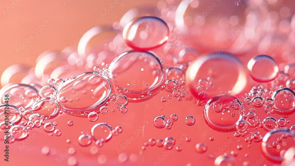 Poster bubbles in rose tint: playful dance of translucent soap bubbles. these spherical gems float suspende